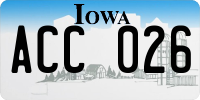 IA license plate ACC026