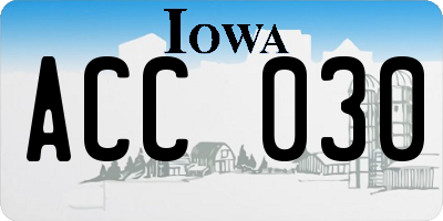IA license plate ACC030