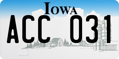 IA license plate ACC031