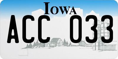 IA license plate ACC033