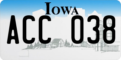 IA license plate ACC038