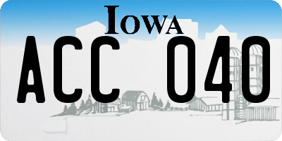 IA license plate ACC040