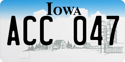 IA license plate ACC047
