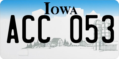 IA license plate ACC053