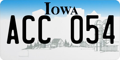 IA license plate ACC054