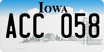 IA license plate ACC058