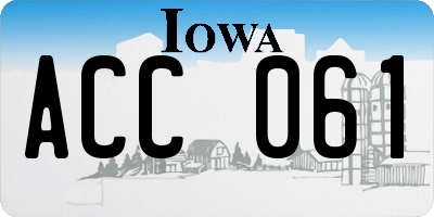 IA license plate ACC061