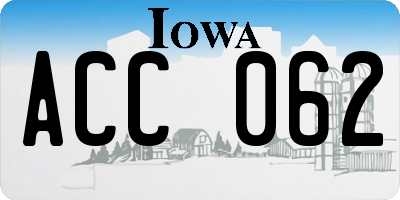 IA license plate ACC062