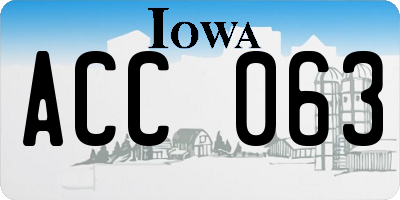 IA license plate ACC063