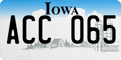 IA license plate ACC065