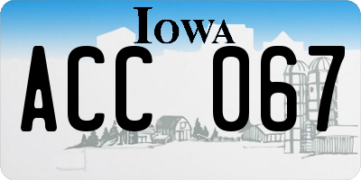 IA license plate ACC067