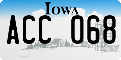 IA license plate ACC068