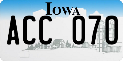 IA license plate ACC070