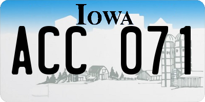 IA license plate ACC071