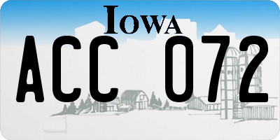 IA license plate ACC072