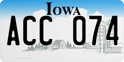 IA license plate ACC074