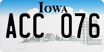 IA license plate ACC076