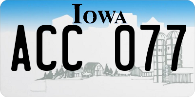 IA license plate ACC077