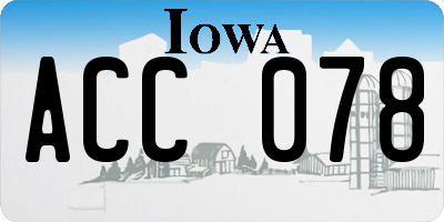 IA license plate ACC078