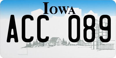 IA license plate ACC089