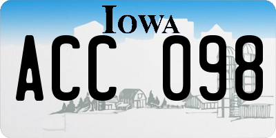 IA license plate ACC098