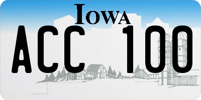 IA license plate ACC100
