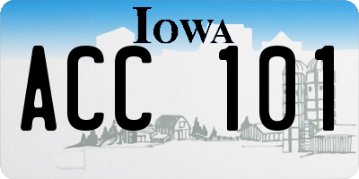IA license plate ACC101