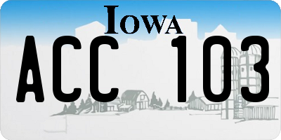 IA license plate ACC103