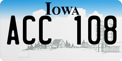 IA license plate ACC108