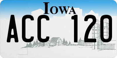 IA license plate ACC120