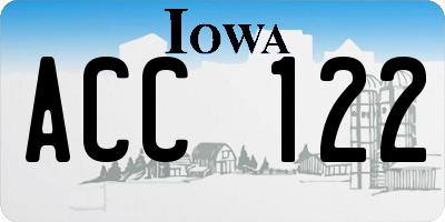 IA license plate ACC122