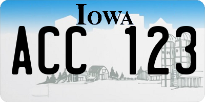 IA license plate ACC123