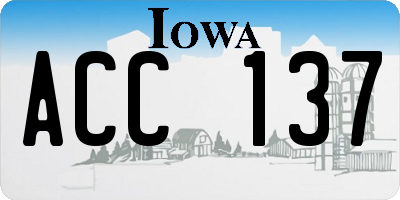 IA license plate ACC137