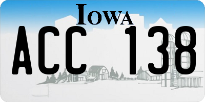 IA license plate ACC138