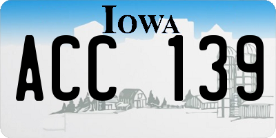 IA license plate ACC139