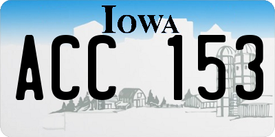 IA license plate ACC153
