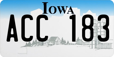 IA license plate ACC183