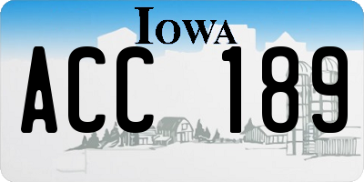 IA license plate ACC189