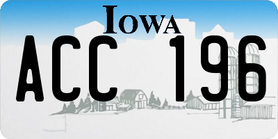 IA license plate ACC196