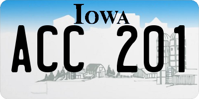 IA license plate ACC201
