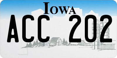 IA license plate ACC202