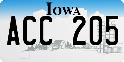 IA license plate ACC205