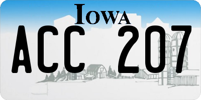 IA license plate ACC207
