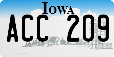 IA license plate ACC209