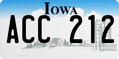 IA license plate ACC212