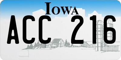 IA license plate ACC216