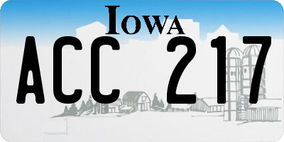 IA license plate ACC217