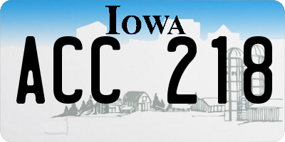 IA license plate ACC218