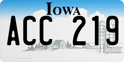 IA license plate ACC219