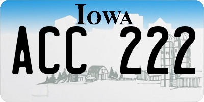IA license plate ACC222